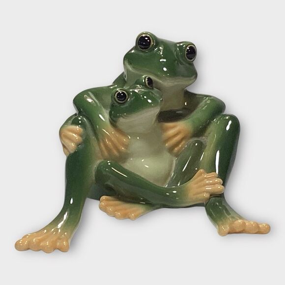 Frog Mom And Child Daughter Son Ganz Porcelain Signed 3.5in - Picture 1 of 5